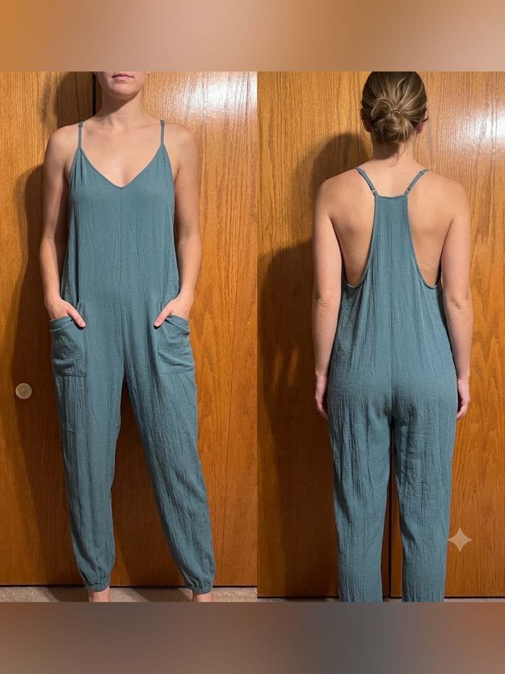 Washed Teal Women's Utility Jumpsuit